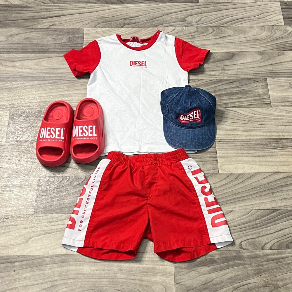 Diesel Kids Red and White Outfit Set